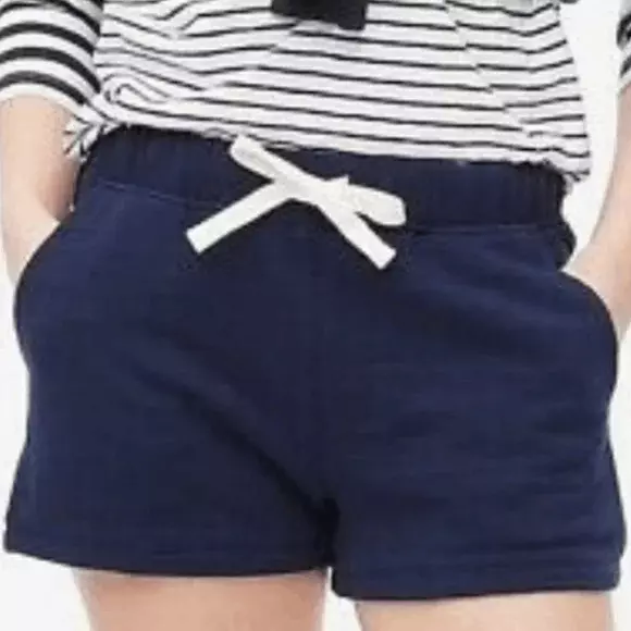 New J. Crew Navy Blue Cotton Terry Drawstring Shorts Sz XS