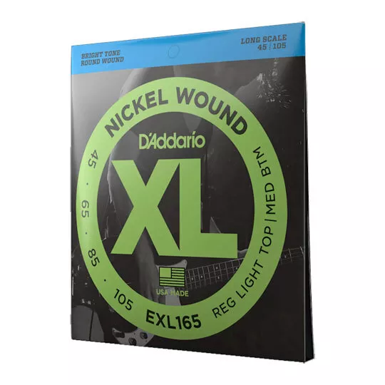 D'Addario - EXL165 Nickel Wound Bass Guitar Strings, Custom Light, 45-105, Long