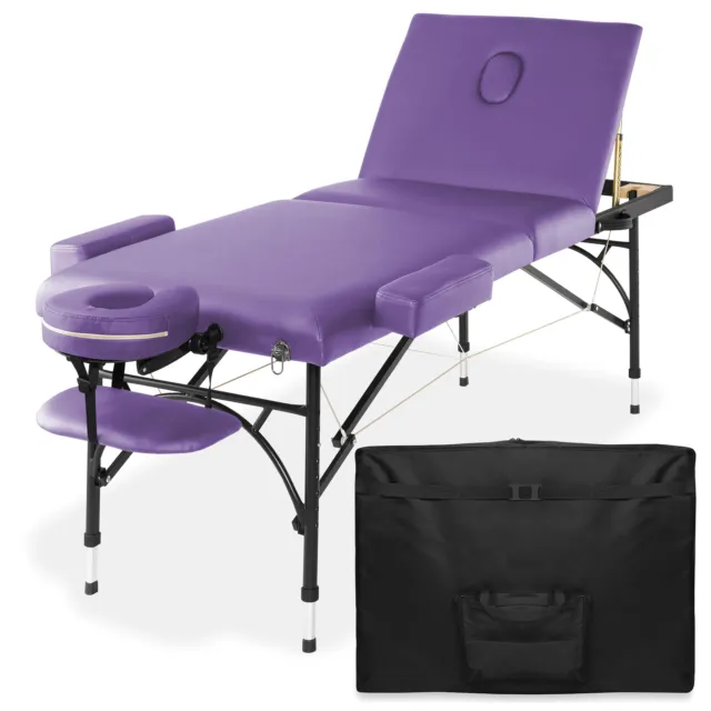 Portable Massage Table - Aluminum Tri-Fold Legs and Carrying Case - Lavender