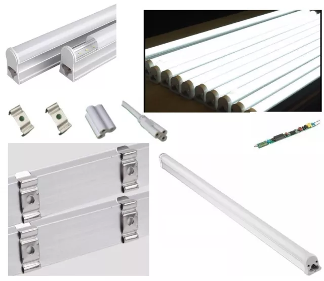 Lot De 4 Reglettes A Tubes T5 20W Led 145Cm - 6000K Blanc Froid