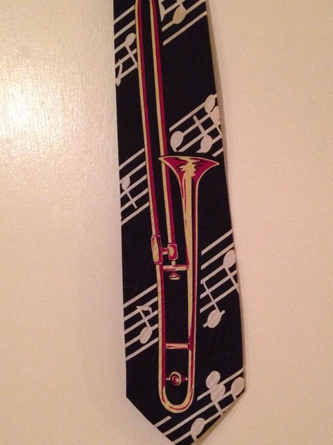 Trombone Tie Brass Instrument Necktie Music Notes Band Geek