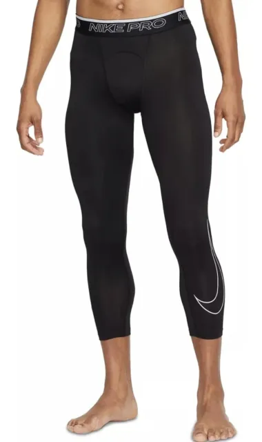 Nike Pro Men's Dri-FIT Black/White Training Tights Pants Size