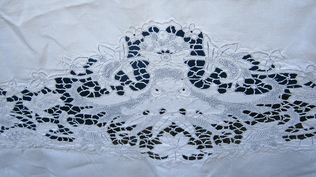 Ancienne Parure De Lit Vintage 1970-80 – Drap Housse 2 Taies – Floral Vert – Lit 140