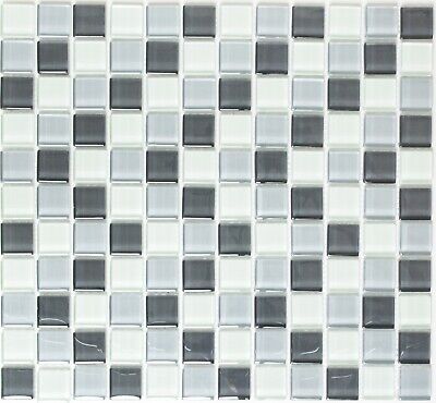 Mosaico de vidrio blanco gris cocina pared baño suelo ducha tipo: WB72-0204 | 1 esterilla