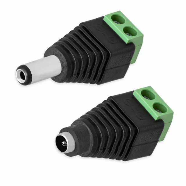 DC Buchse DC Stecker Adapter Set 2,1x5,5 mm Terminal Block 2 Pin Schraubklemmen