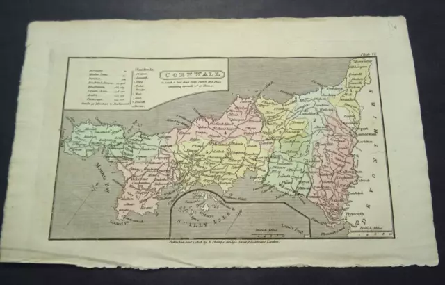 Antique map of Devon by Richard Phillips 1808