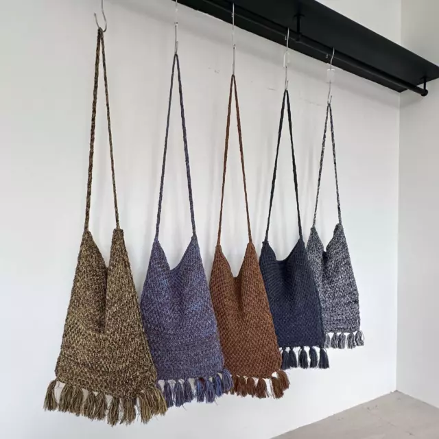 Solid Color Retro Art Knitted Bag Soft Handmade Woven Bags