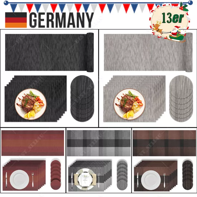 13er Set Tischsets PVC Platzdeckchen 6 Tischset 6 Untersetzer und Tischläufer DE