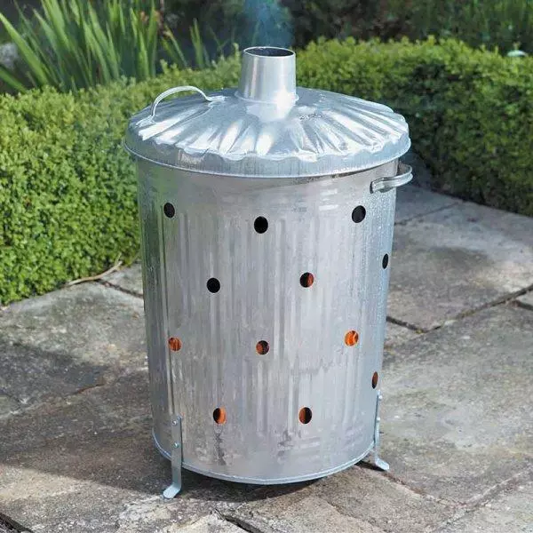 Smart Garden Incinerator Fire Bonfire Bin With Lid Galvanised - 75 Litre