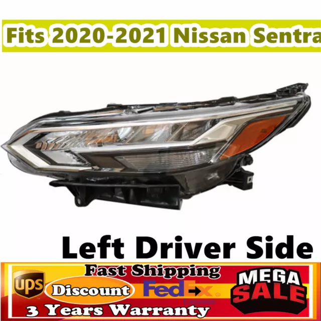 Fits 2020 2021 2022 Nissan Sentra S SV SR Headlight LED Left Driver Side w/Bulbs