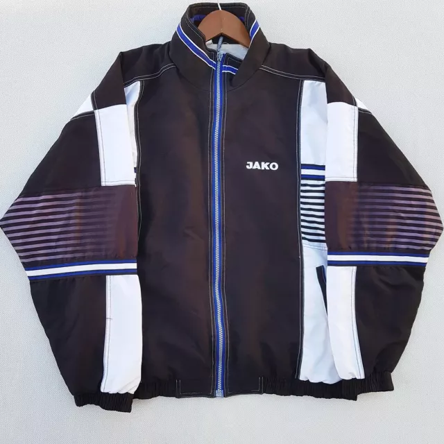 Jako Vintage 90s Men's Long Sleeve Track jacket Full Zip black and white size M