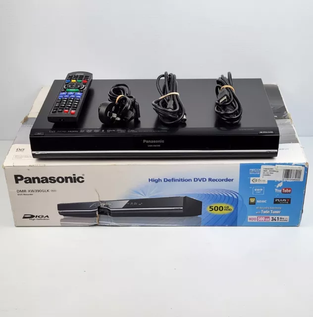 PANASONIC DMR-XW390 DVD Recorder Player 500 GB HDD HD TV Dual Tuner PVR w/ Box
