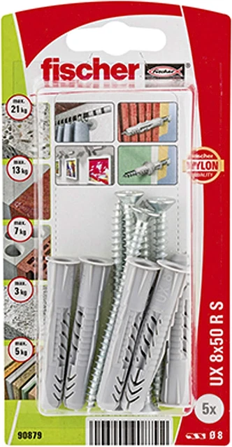 Enchufe universal Fischer UX 8 x 50 SK NV, 90879, gris