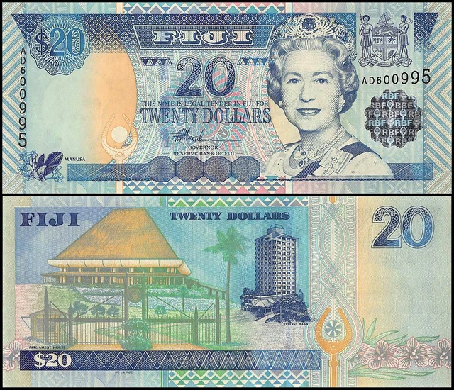Fiji 20 Dollars, 2002 ND, P-107, UNC