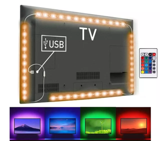 LED Strip Light TV Backlight 4x50CM (6.5ft) RGB 5V Ambient light USB Powered 2M