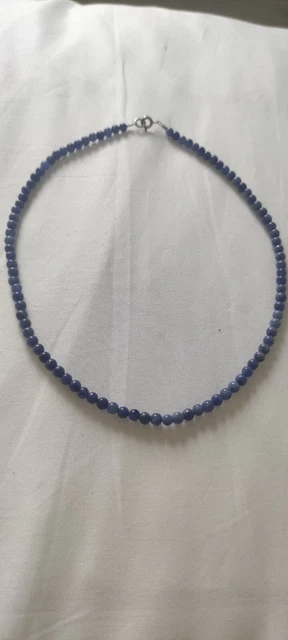 Collier Vintage Perles Pierres Naturelles Bleues – Fermoir à Vis – état Impeccable