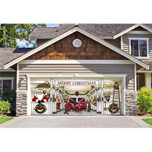 My Door Decor - Santa s Reindeer Barn - Christmas 7 ft. x 16 ft. Garage Door ...