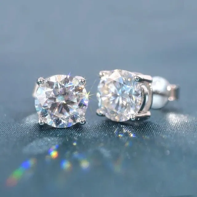 1ct Earrings White Gold Diamond Test Pass Lab-Created VVS1/D/Excellent Round Cut