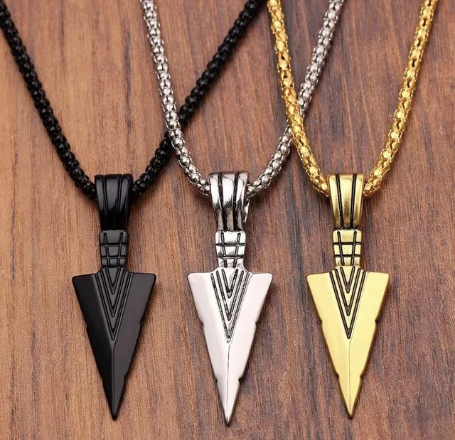 Arrow Head Charm Pendant and chain hip hop necklace black