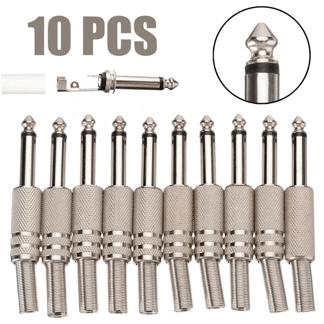 Audio Plug 6.35mm Male Jack Soldering Audio Connector 1/4" Mono Jack Adapter