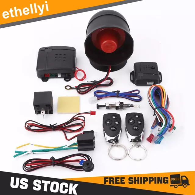 Universal Car Alarm System Security Keyless Entry System with 2 Key Fobs B8Y7