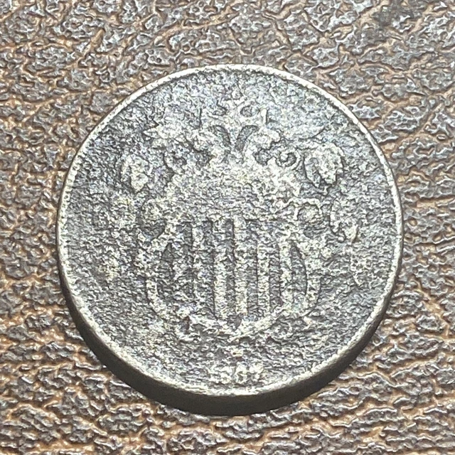 1867 US Shield Nickel 5 Cents Coin - No Rays
