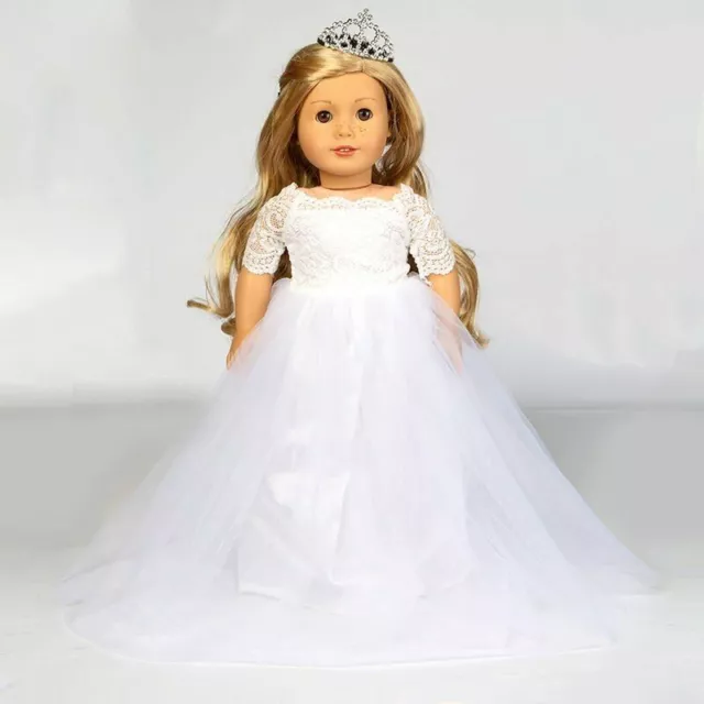 Doll Wedding Dress White Vintage Fashion Fit American Girl Doll 18 Inch Dolls