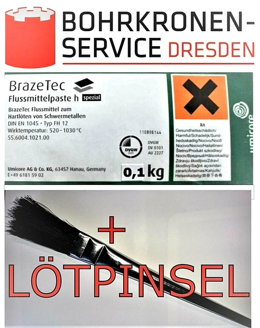 BRAZETEC FLUSSMITTELPASTE H SPEZIAL FH 12 Hartlöten Bohrkronen Segment ...