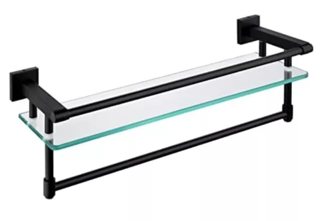 KES Bathroom Glass Shelf with Towel Bar and Rail 19.6 Inch x 5.9 Inch SUS304 Sta