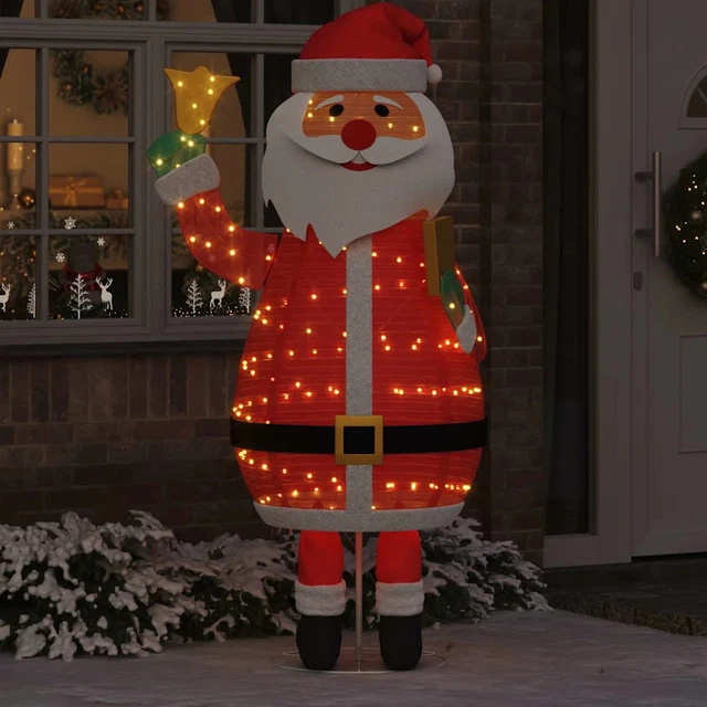 Père Noël Lumineux VidaXL - 200 LEDs Blanc Chaud, Tissu, 100x180 Cm - Déco Noël Intérieure Et Extérieure - Alimentation USB - 2