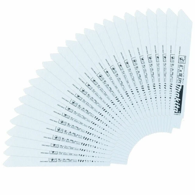 Makita 723066-A-25 Metal Cutting Reciprocating Blade, 25-Pack, 6-Inch by 18-TPI