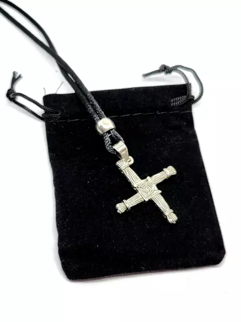 Saint Brigid's Cross Necklace Irish Kildare St Bridget Celtic Bead Cord and Bag 2