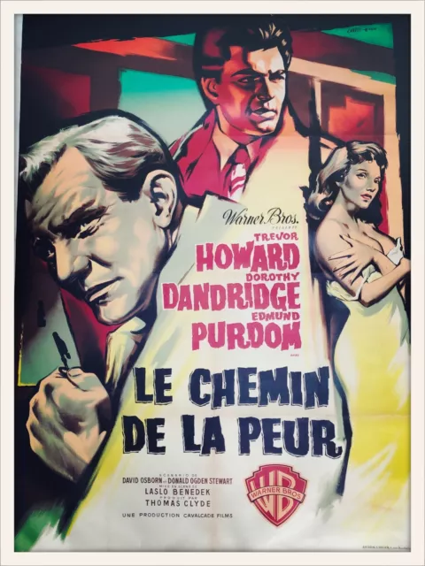 Superbe affiche originale ENTOILEE du film CHEMIN DE LA PEUR (LE) 120x160cm 1960