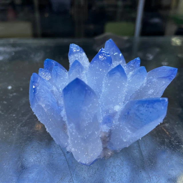 300g+ New Find Blue Phantom Quartz Crystal Cluster Mineral Specimen Healing Gift