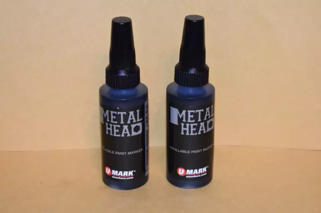 2 Negro Metal Cabeza 4mm Marcador Pintura 59ml Manualidades Madera Auto Salvage