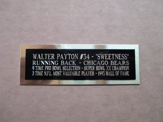 Walter Payton Chicago Bears Nameplate For A Bobblehead Doll Display Case 1" X 3"