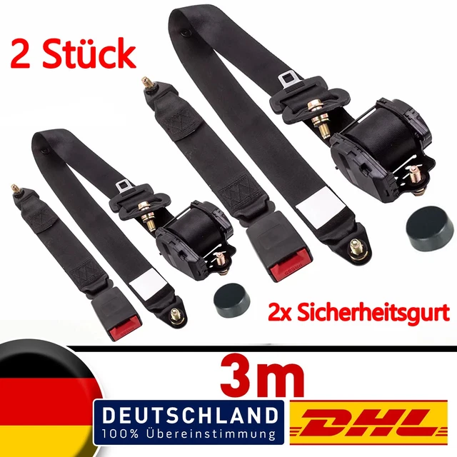 2X 3 Punkt Automatikgurt Sicherheitsgurt Universal Gurtpeitsche