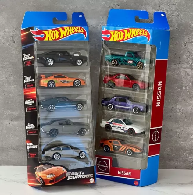 Hot Wheels: Hot Wheels Fast And Furious 5 HLY70 e Nissan confezione da 5 HLY73