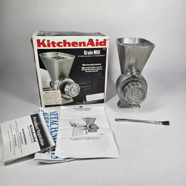 Vintage KitchenAid Grain Mill Grinder Model GMA Mixer Attachment With Box