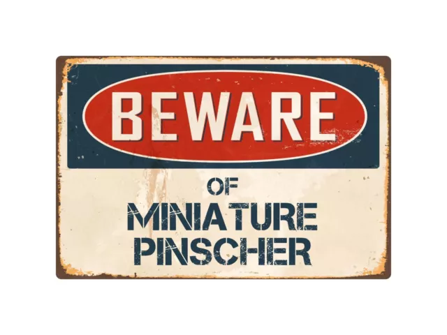 Beware Of Miniature Pinscher 8” x 12” Vintage Aluminum Retro Metal Sign VS279