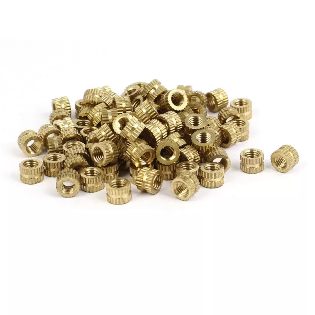 M5 x 5mm Female Thread Brass Knurled Threaded Round Insert Embedded Nuts 100PCS