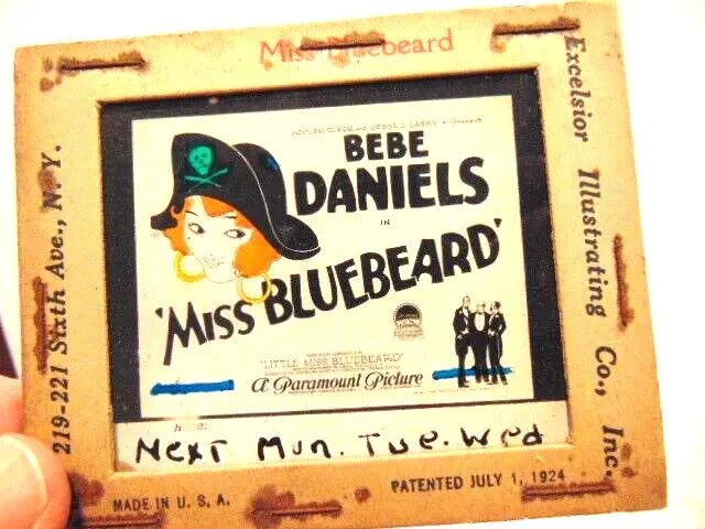 Magic Lantern movie advertising slide: Miss Bluebeard