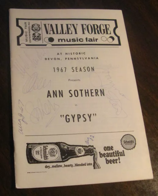 GYPSY PLAYBILL 1967 Ann Sothern Valley Forge Music Fair Newspaper and Autographs
