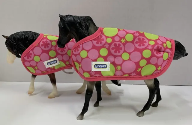 2 Breyer Horses 1:12 scale With Cooling Blankets
