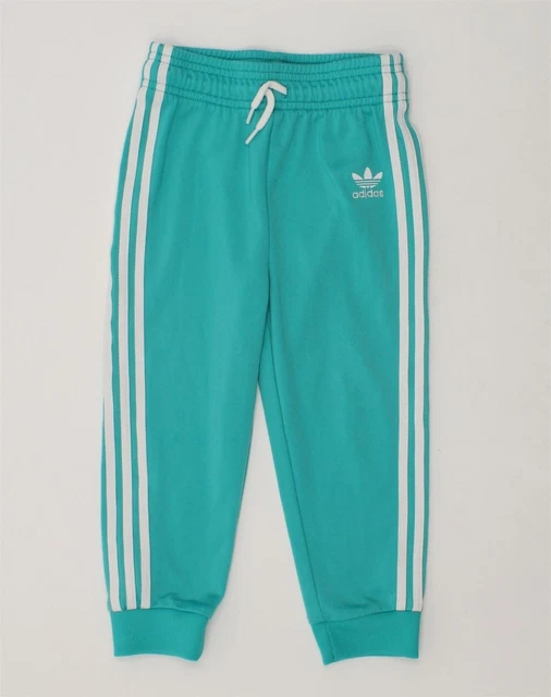 ADIDAS Girls Tracksuit Trousers Joggers 2-3 Years Turquoise Polyester AI09
