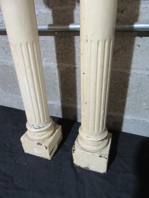 ~ Pair Antique Cherry Wood Columns With Ornate Capitals ~ 30" ~ Salvage 5