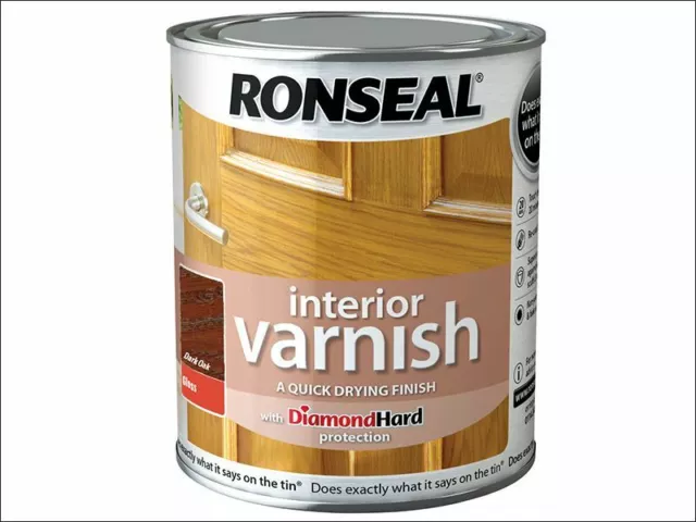 Ronseal - Barniz para interiores, secado rápido, brillante, roble oscuro, 750 ml