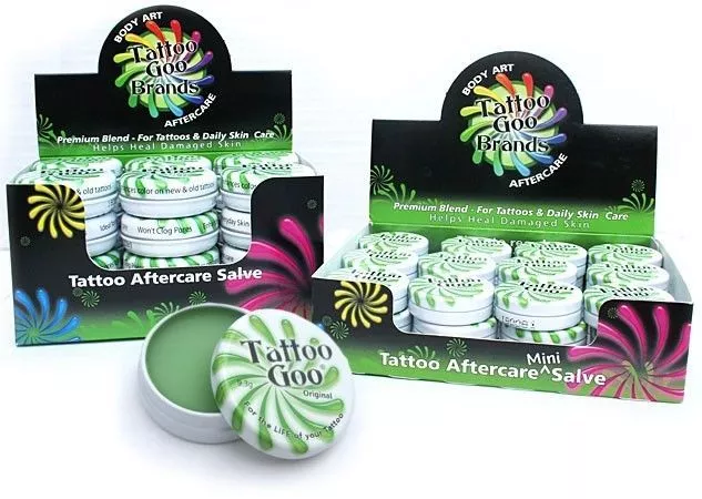 Tattoo Goo Aftercare Salve Tin Natural Healing Skin Care .33oz .75oz Case Kit