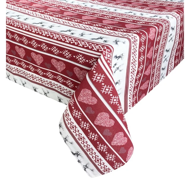 TOVAGLIA ROTONDA Diametro 180 Cotone CUORI MIROS Rosso Tirolese 8037250042308