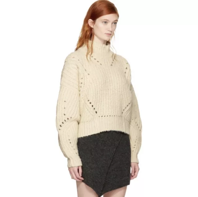 $1000 Isabel Marant Mainline Ecru Farren Cropped Sweater